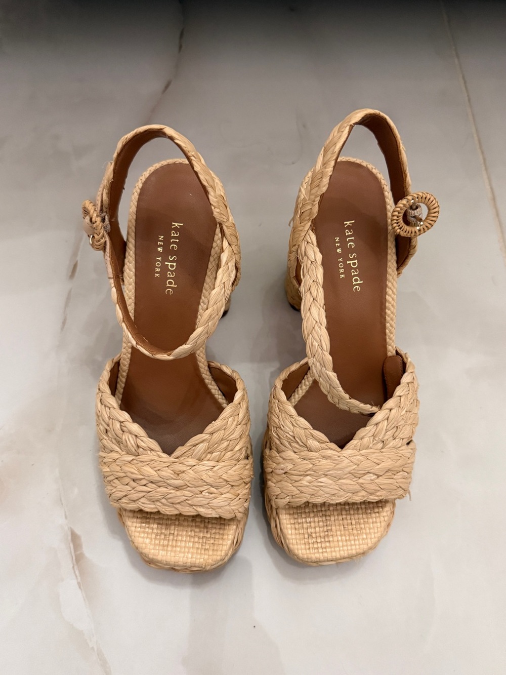 Kate Spade Disco Raffia Block Heels